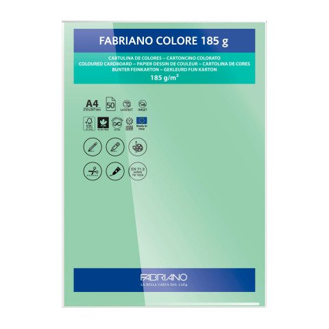 Cartulina Fabriano Colore A4 185 g Verde Claro- Paquete de 50