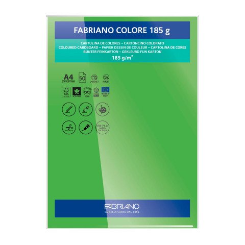 Cartulina Fabriano Colore A4 185 g -Verde Malaquita Paquete de 50