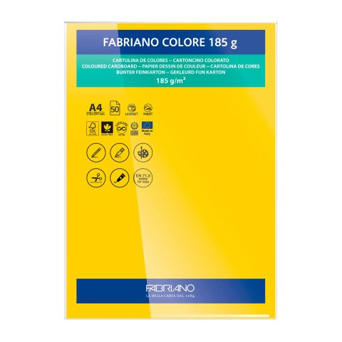 Cartulina Fabriano Colore A4 185 g Amarillo Intenso- Paquete de 50