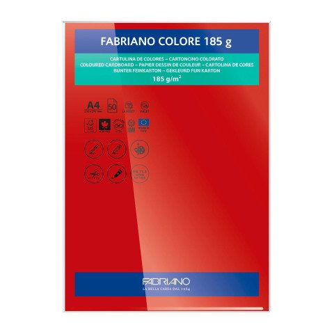 Cartulina Fabriano Colore A4 185 g Rojo - Paquete de 50