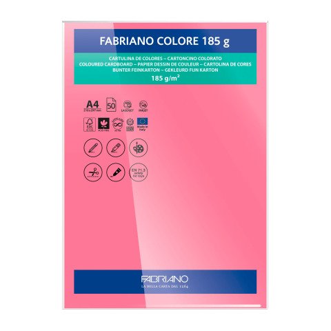 Cartulina Fabriano Colore A4 185 g Fucsia- Paquete de 50