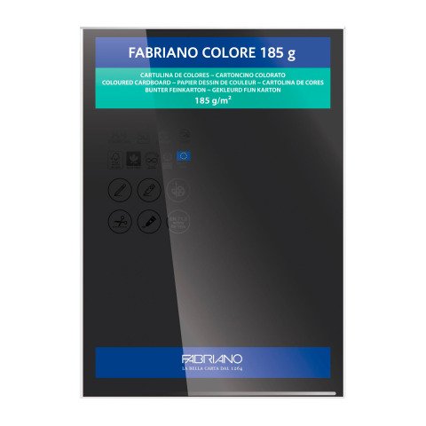 Cartulina Fabriano Colore A4 185 g Negro- Paquete de 50