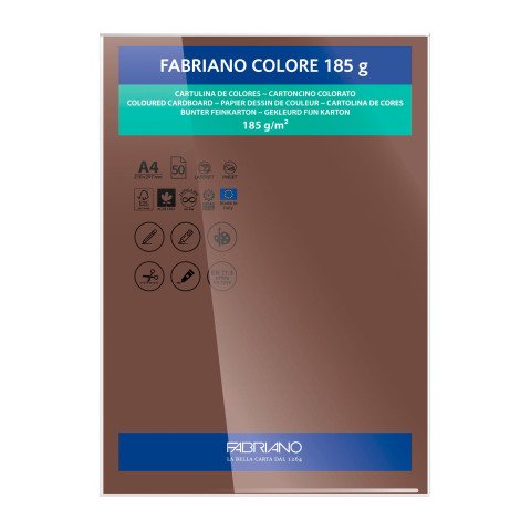 Cartulina Fabriano Colore A4 185 g Marrón- Paquete de 50