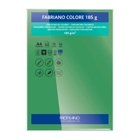 Cartulina Fabriano Colore A4 185 g Verde Intenso- Paquete de 50