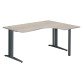 Bureau compact chêne gris L 160 cm retour à droite piètement métal Plus Essens