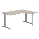 Bureau compact chêne gris L 160 cm retour à droite piètement métal Plus Essens
