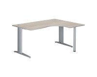 Bureau compact chêne gris L 160 cm retour à droite piètement métal Plus Essens