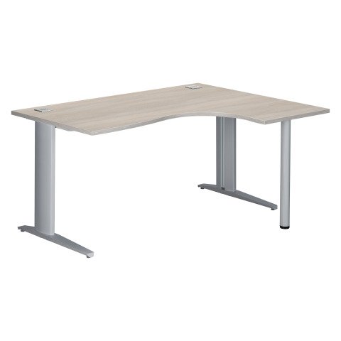 Mesa compacta roble gris patas metálicas "L" aluminio Excellens 160 cm ala derecha