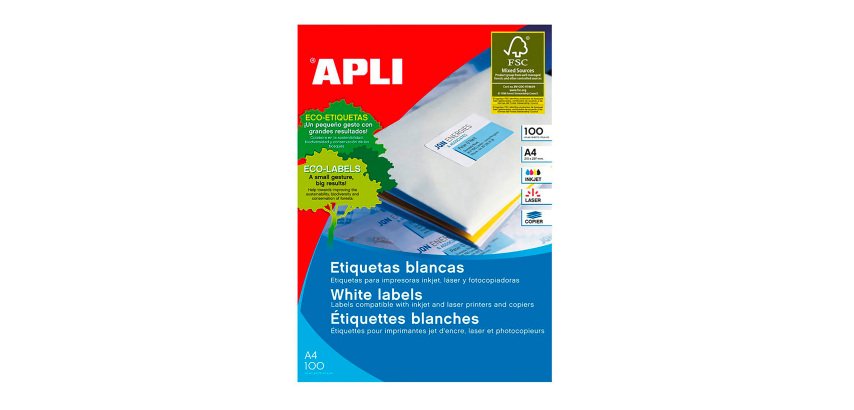 Etiquetas para impresora 70 x 50,8 mm Apli 1295 - Caja 100 Hojas