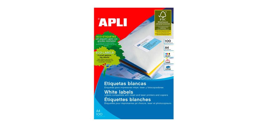 Etiquetas para impresora 70 x 50,8 mm Apli 1295 - Caja 100 Hojas