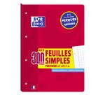 Feuilles simples détachables 300 pages séyès format A4 21 x 29,7 cm Oxford - perforées