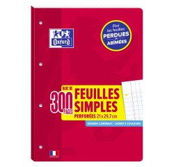 Hojas móviles desprendibles 300 páginas séyès formato A4 21 x 29,7 cm Oxford - Perforadas