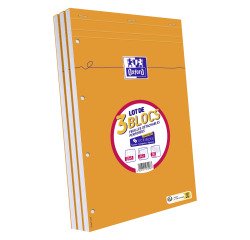 Lote de 3 blocs de escritorio Oxford 21 x 31,5 cm grapado naranja - 5 x 5 - 80 hojas perforadas