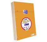 Lot de 3 blocs de bureau orange Oxford 21 x 31,5 cm perforés 4 trous - 5 x 5 - 160 pages