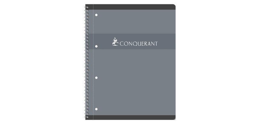 Cahier spirale Conquérant 7 intégrale et 4 trous Q5/5  A4+ 23 x 29,7 cm - quadrillé - 160 pages