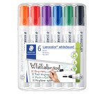 Marqueur effaçable rechargeable couleurs fun Staedtler Lumocolor pointe ogive 2 mm - Pochette de 6