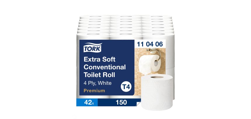 Papier toilette quadruple épaisseur Tork Premium Confort T4 - 42 rouleaux de 150 feuilles