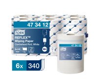 Bobine d'essuyage à dévidage central Tork M4 Reflex Maxi blanche - Carton de 6