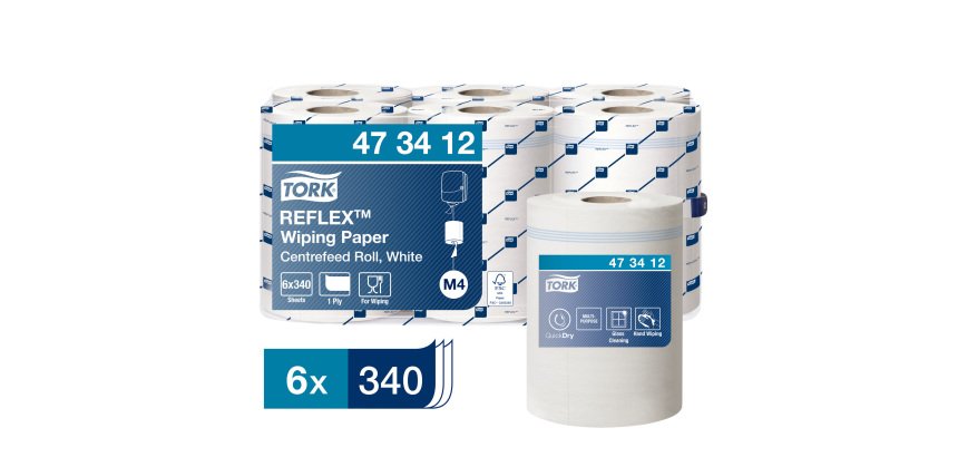 Bobine d'essuyage à dévidage central Tork M4 Reflex Maxi blanche - Carton de 6