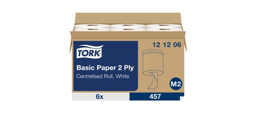 Bobine d'essuyage à dévidage central Tork M2 Wiper 320 blanche - Carton de 6