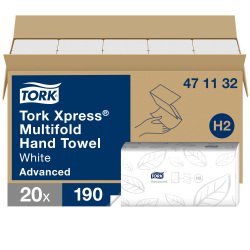 Essuie-mains pliage enchevêtré Tork H2 Advanced - Carton 3800