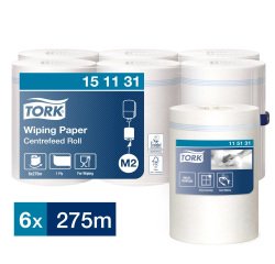 Bobine d'essuyage à dévidage central Tork M2 Wiper 415 Maxi blanche - carton de 6