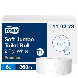 Papier toilette Maxi Jumbo double épaisseur Tork T1 Premium - 6 rouleaux de 360 m