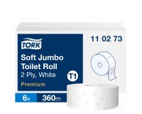 Papier toilette Maxi Jumbo double épaisseur Tork T1 Premium - 6 rouleaux de 360 m