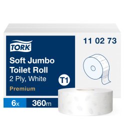Papier toilette Maxi Jumbo double épaisseur Tork T1 Premium - 6 rouleaux de 360 m