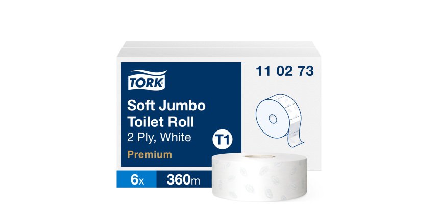 Papier toilette Maxi Jumbo double épaisseur Tork T1 Premium - 6 rouleaux de 360 m