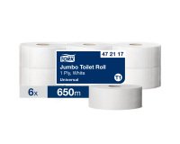 Papier toilette Maxi Jumbo simple épaisseur Tork T1 - 6 rouleaux de 650 m