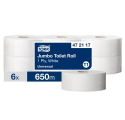 Papier toilette Maxi Jumbo simple épaisseur Tork T1 - 6 rouleaux de 650 m