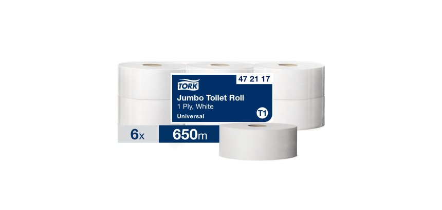 Papier toilette Maxi Jumbo simple épaisseur Tork T1 - 6 rouleaux de 650 m