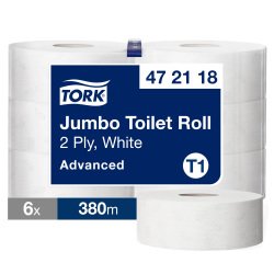 Papier toilette Maxi Jumbo double épaisseur Tork T1 - 6 rouleaux de 380 m