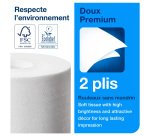 Papier toilette double épaisseur Tork T7 Mid-size doux sans mandrin - 48 rouleaux de 450 feuilles