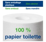 Papier toilette double épaisseur Tork T7 Mid-size doux sans mandrin - 48 rouleaux de 450 feuilles