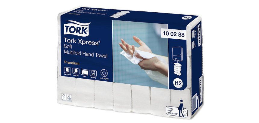 Essuie-mains pliage enchevêtré Tork H2 Premium Doux maxi - Carton de 2310