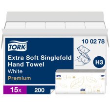 Essuie-mains pliage enchevêtré Tork H3 Premium doux- Carton de 3000