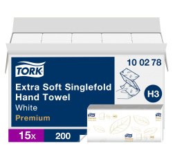 Essuie-mains pliage enchevêtré Tork H3 Premium doux- Carton de 3000