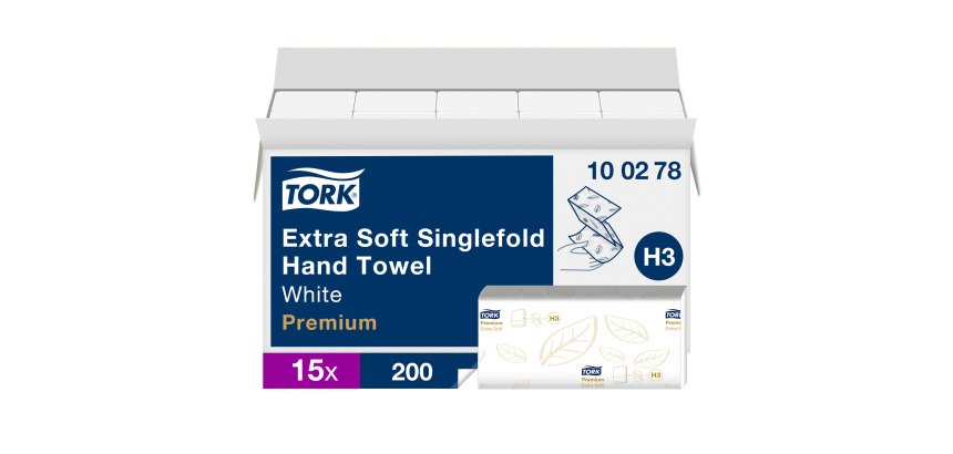 Essuie-mains pliage enchevêtré Tork H3 Premium doux- Carton de 3000