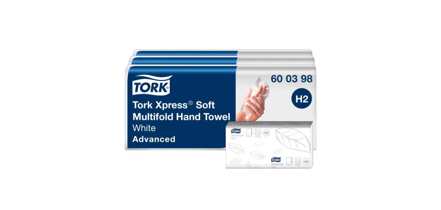 Essuie-mains pliage enchevêtré Tork H2 Advanced doux - Carton de 3780