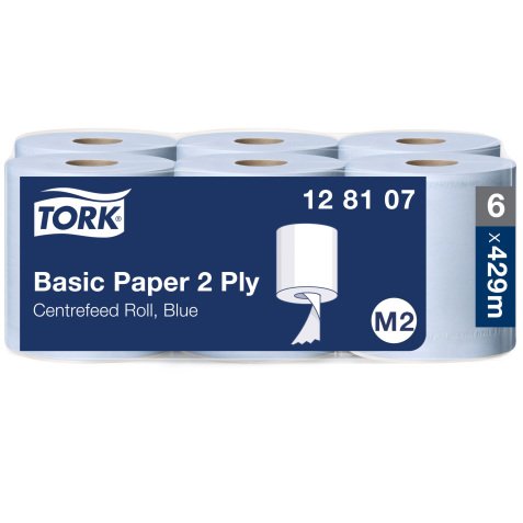 Bobine d'essuyage à dévidage central Tork M2 Wiper 320 bleue - Carton de 6