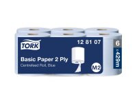 Bobine d'essuyage à dévidage central Tork M2 Wiper 320 bleue - Carton de 6