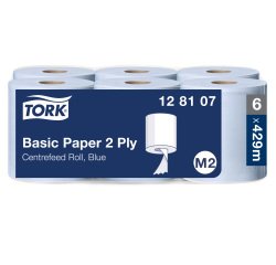 Bobine d'essuyage à dévidage central Tork M2 Wiper 320 bleue - Carton de 6