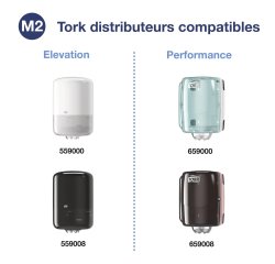 Bobine d'essuyage à dévidage central Tork M2 Wiper 320 bleue - Carton de 6