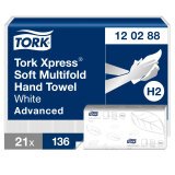 Essuie-mains pliage enchevêtré Tork H2 Advanced doux - Carton de 2856