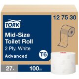 Papier toilette double épaisseur Tork T6 Premium - 27 rouleaux de 100 m