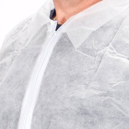 Blouse jetable en polypropylène blanche avec zip, homme, taille XL