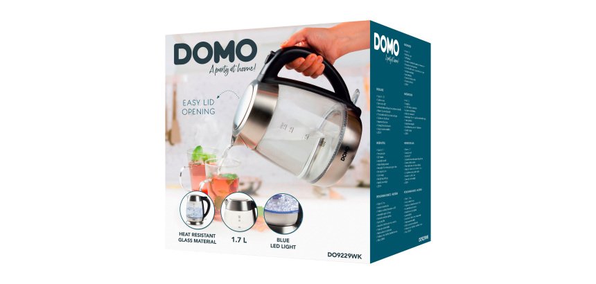 Bouilloire sans fil Domo 1,7 L, inox