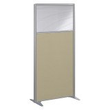 Cloison B-Zen semi-vitrée tissu cadre gris L 81 x H 160 cm